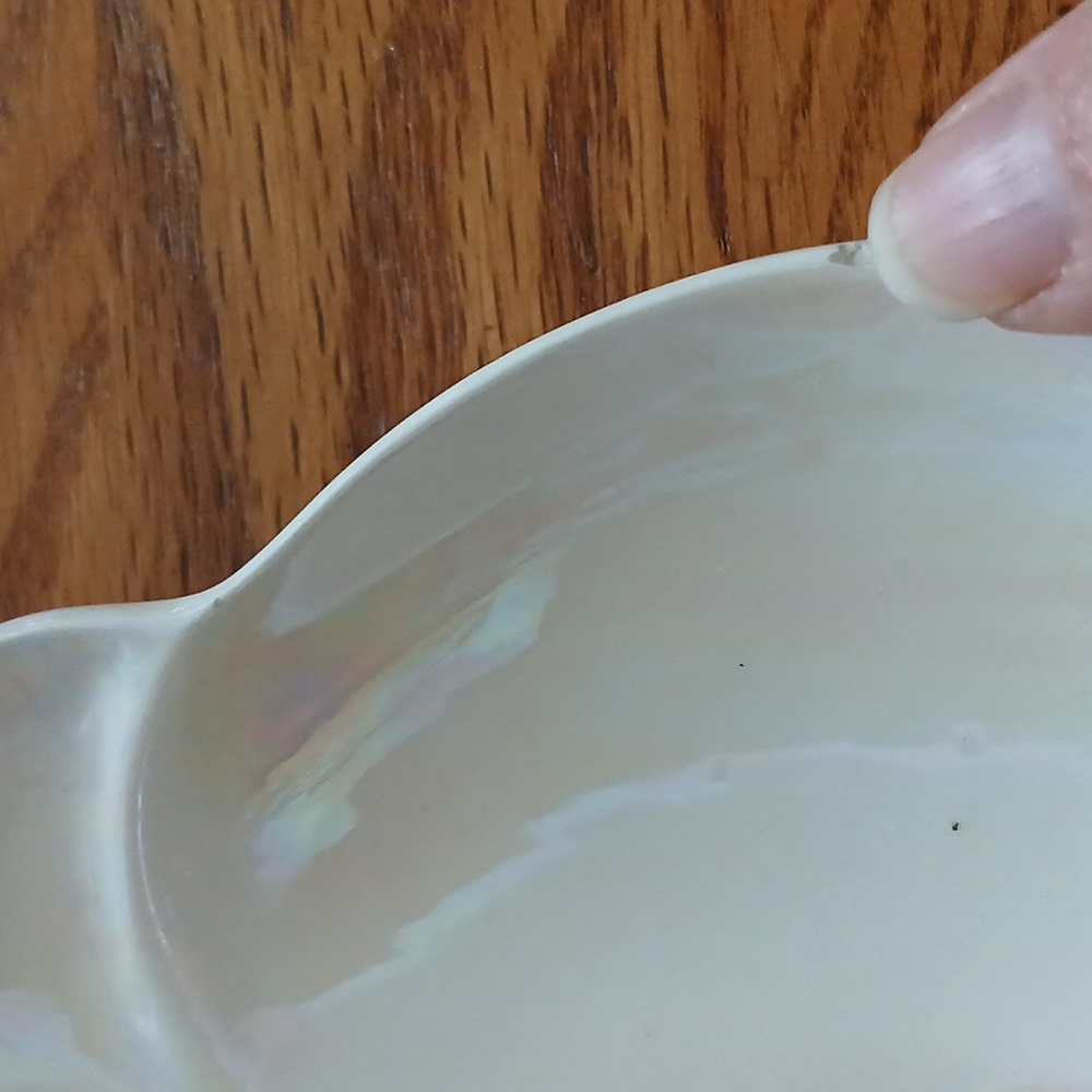 Vintage Lefton irridescent divided pixie candy dish - Picture 3 of 10